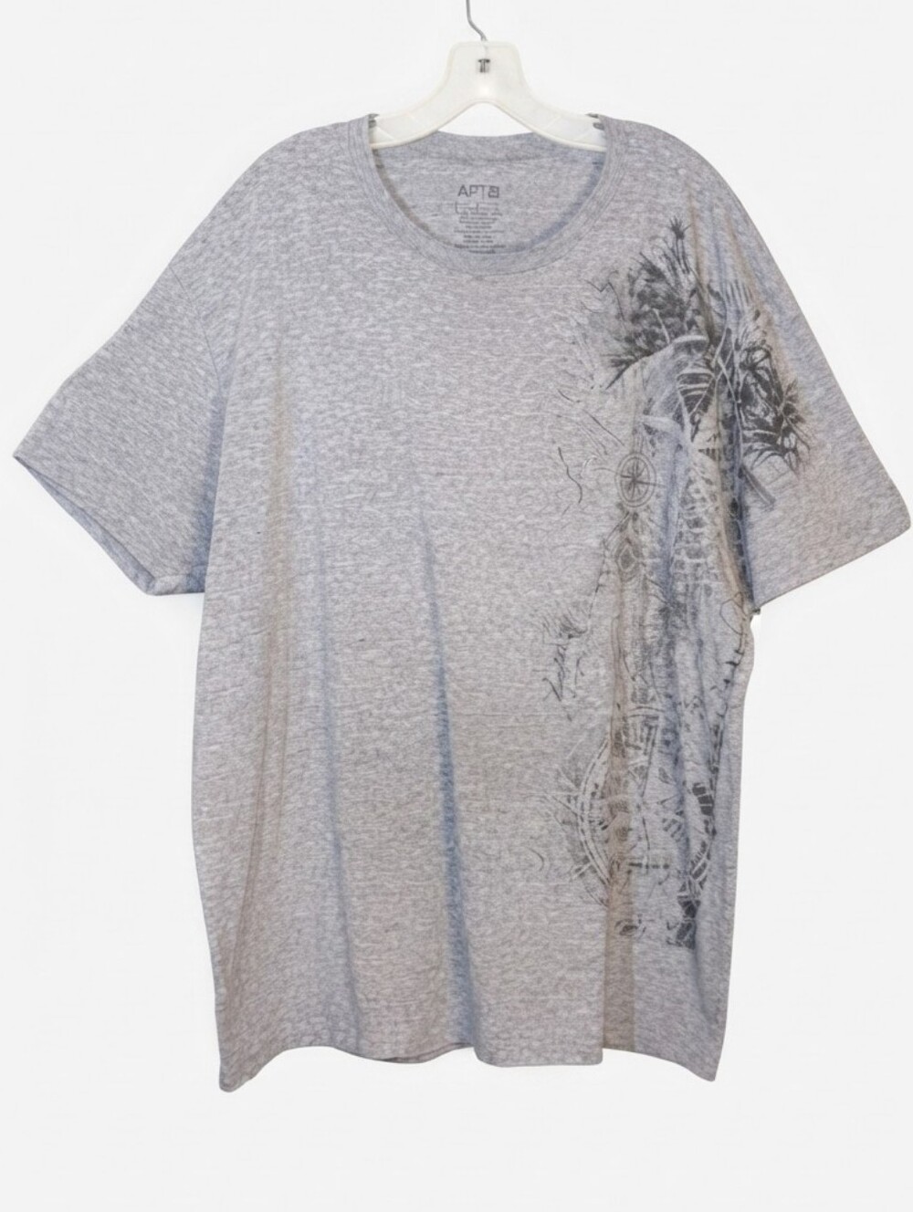 Apt 9 Heather Grey Compass Map Graphic Tee Mens Plus Size XXL Tshirt Casual Top